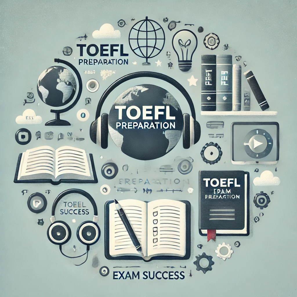 Dall·e 2024 10 31 12.39.25 A Featured Image For A Blog Post About Toefl Exam Preparation Resources. The Image Should Showcase Symbols Of Learning Such As Books Headphones A L